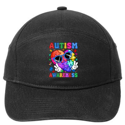 Groovy Autism Awareness  Autistic Autism 7-Panel Snapback Hat