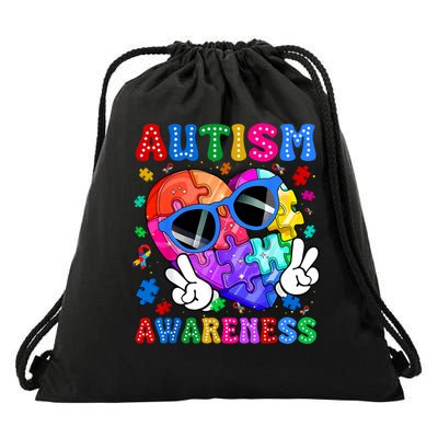 Groovy Autism Awareness  Autistic Autism Drawstring Bag