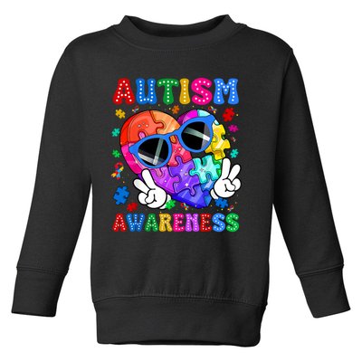 Groovy Autism Awareness  Autistic Autism Toddler Sweatshirt