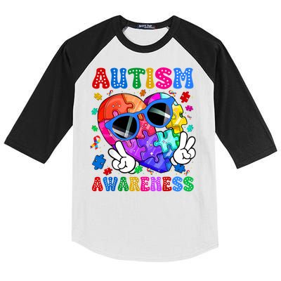Groovy Autism Awareness  Autistic Autism Kids Colorblock Raglan Jersey