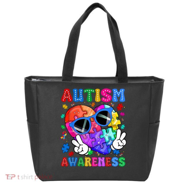Groovy Autism Awareness  Autistic Autism Zip Tote Bag