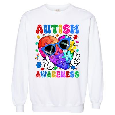 Groovy Autism Awareness  Autistic Autism Garment-Dyed Sweatshirt