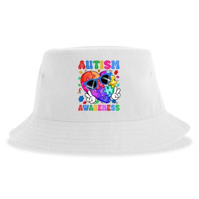 Groovy Autism Awareness  Autistic Autism Sustainable Bucket Hat