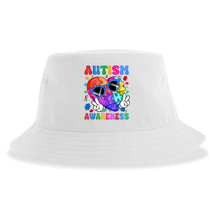 Groovy Autism Awareness  Autistic Autism Sustainable Bucket Hat