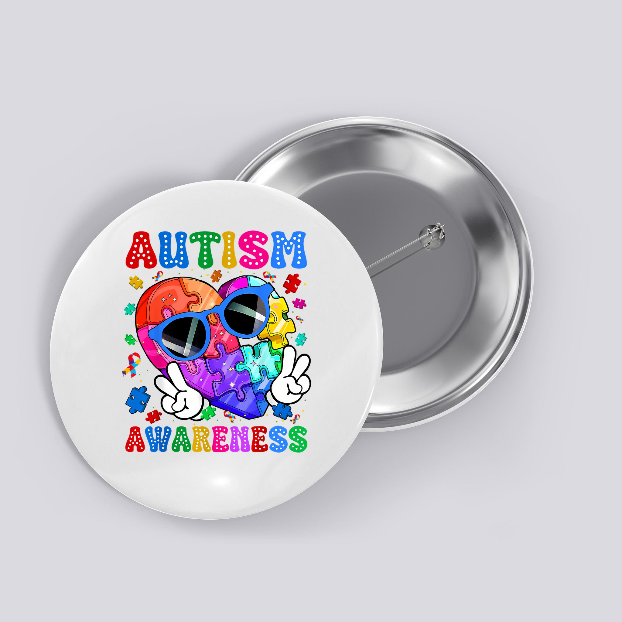 Groovy Autism Awareness  Autistic Autism Button