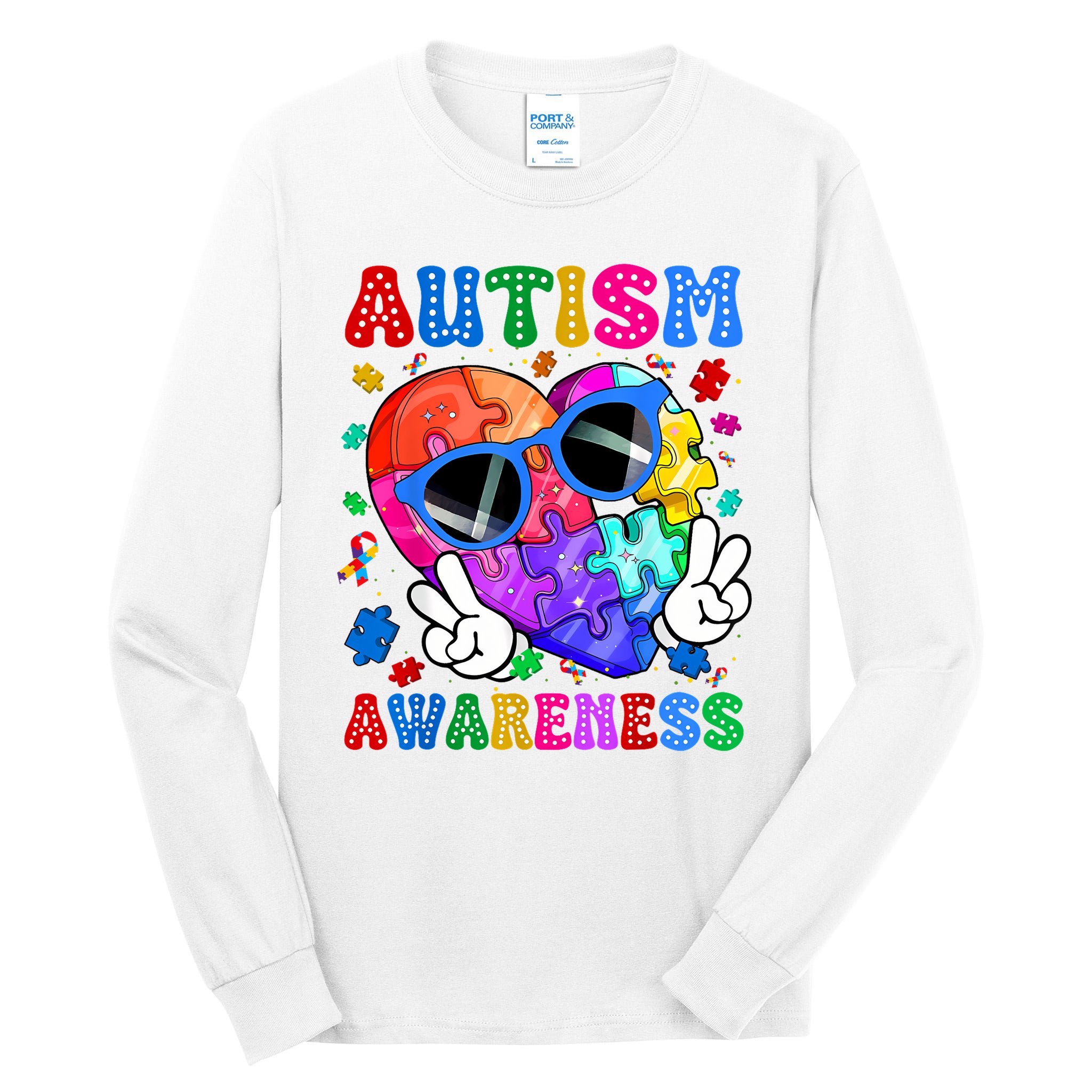 Groovy Autism Awareness  Autistic Autism Tall Long Sleeve T-Shirt