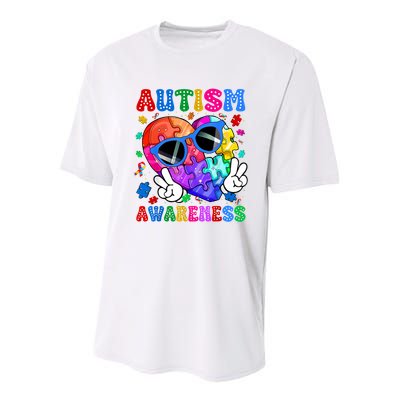 Groovy Autism Awareness  Autistic Autism Youth Performance Sprint T-Shirt