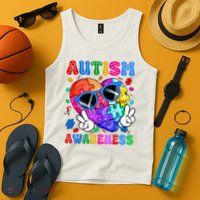 Groovy Autism Awareness  Autistic Autism Tank Top