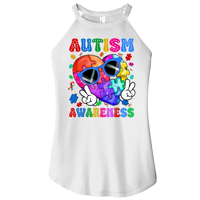 Groovy Autism Awareness  Autistic Autism Women's Perfect Tri Rocker Tank