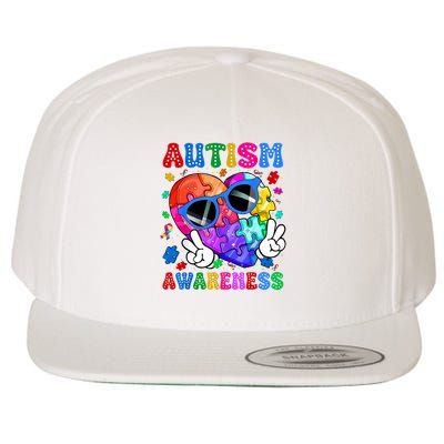 Groovy Autism Awareness  Autistic Autism Wool Snapback Cap
