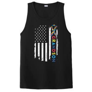 Grandson Autism Awareness American USA Flag Gift PosiCharge Competitor Tank