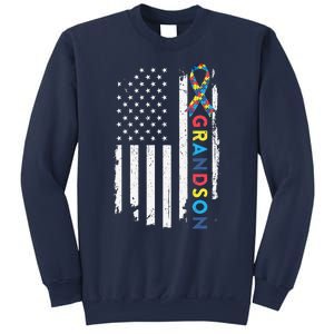 Grandson Autism Awareness American USA Flag Gift Sweatshirt