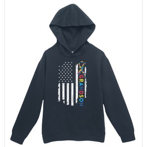 Grandson Autism Awareness American USA Flag Gift Urban Pullover Hoodie