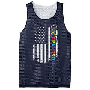 Grandson Autism Awareness American USA Flag Gift Mesh Reversible Basketball Jersey Tank