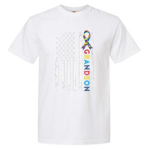 Grandson Autism Awareness American USA Flag Gift Garment-Dyed Heavyweight T-Shirt