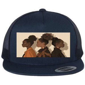 Gorgeous African American Women Strong Queen Melanin Lady Flat Bill Trucker Hat