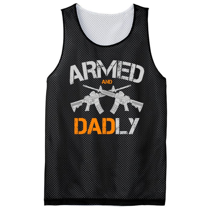 Guns Armed And Dadly Funny Deadly Father Mesh Reversible Basketball Jersey Tank