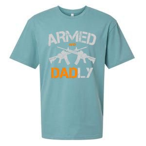 Guns Armed And Dadly Funny Deadly Father Sueded Cloud Jersey T-Shirt