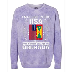 Grenada American And Grenada Flags Proud Grenada Colorblast Crewneck Sweatshirt