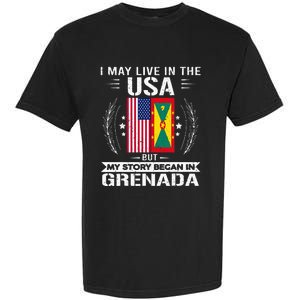 Grenada American And Grenada Flags Proud Grenada Garment-Dyed Heavyweight T-Shirt