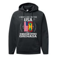 Grenada American And Grenada Flags Proud Grenada Performance Fleece Hoodie