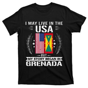 Grenada American And Grenada Flags Proud Grenada T-Shirt