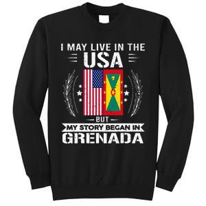 Grenada American And Grenada Flags Proud Grenada Tall Sweatshirt