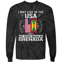 Grenada American And Grenada Flags Proud Grenada Tie-Dye Long Sleeve Shirt