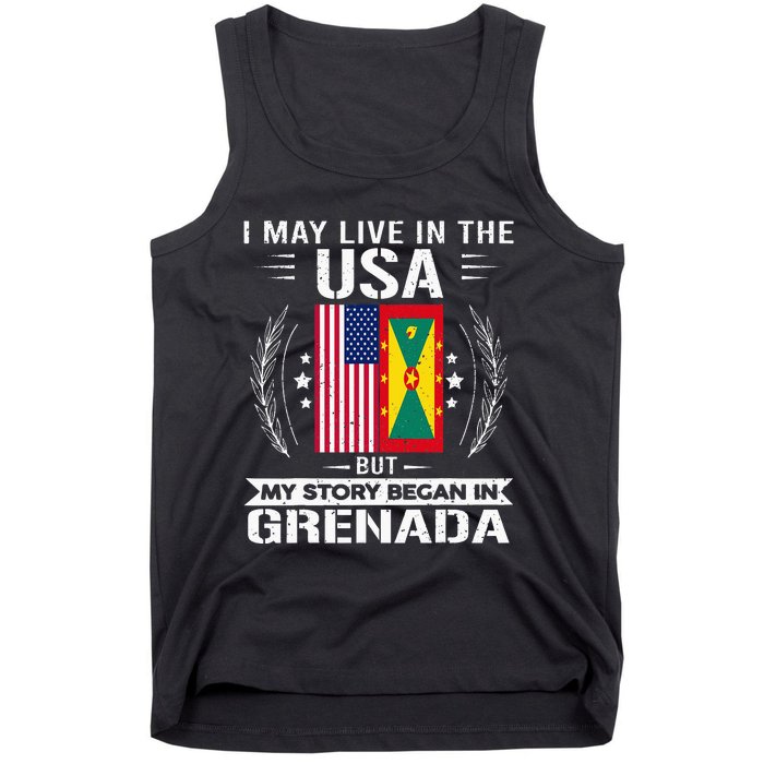 Grenada American And Grenada Flags Proud Grenada Tank Top