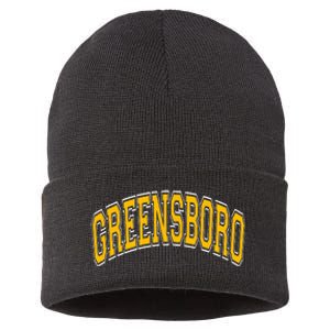 Greensboro Arched Amber Text Sustainable Knit Beanie