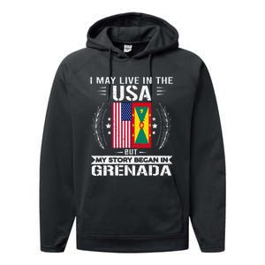 Grenada American And Grenada Flags Proud Grenada Performance Fleece Hoodie