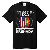 Grenada American And Grenada Flags Proud Grenada Tall T-Shirt