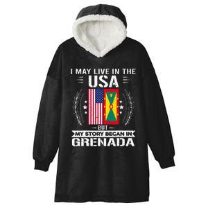 Grenada American And Grenada Flags Proud Grenada Hooded Wearable Blanket