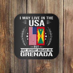 Grenada American And Grenada Flags Proud Grenada Coaster