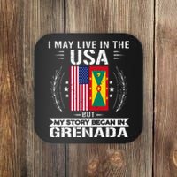 Grenada American And Grenada Flags Proud Grenada Coaster