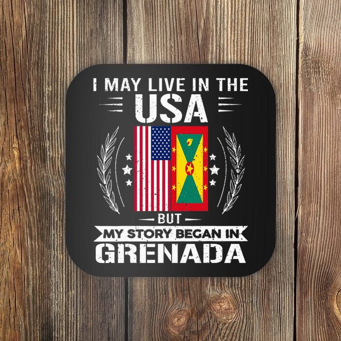 Grenada American And Grenada Flags Proud Grenada Coaster