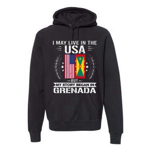 Grenada American And Grenada Flags Proud Grenada Premium Hoodie