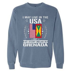 Grenada American And Grenada Flags Proud Grenada Garment-Dyed Sweatshirt