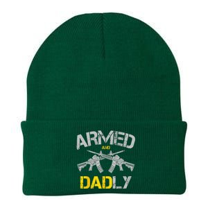 Guns Armed And Dadly Funny Deadly Father Knit Cap Winter Beanie