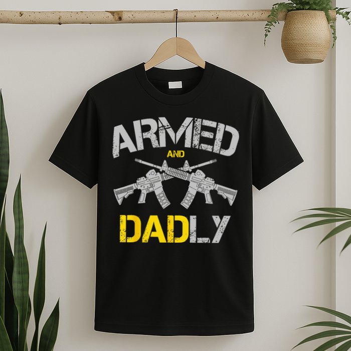 Guns Armed And Dadly Funny Deadly Father T-Shirt