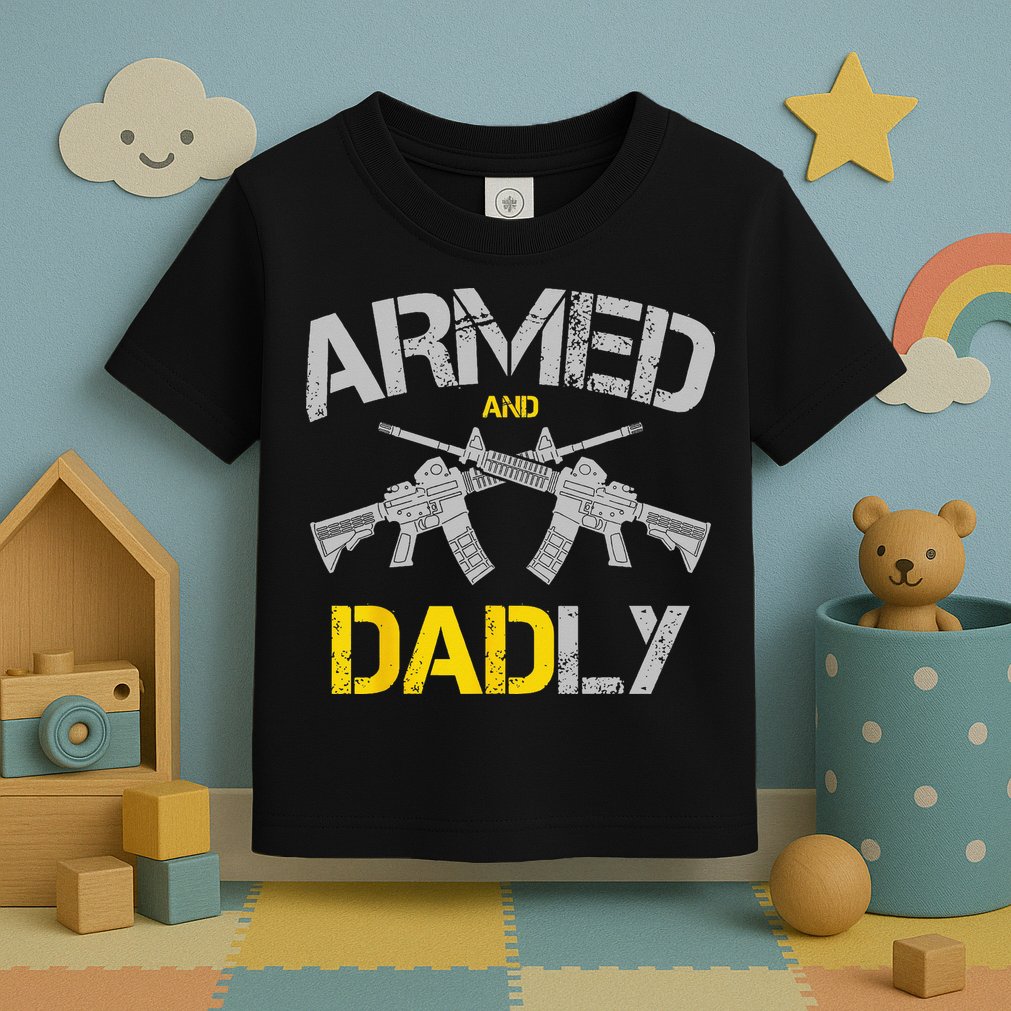 Guns Armed And Dadly Funny Deadly Father Toddler T-Shirt
