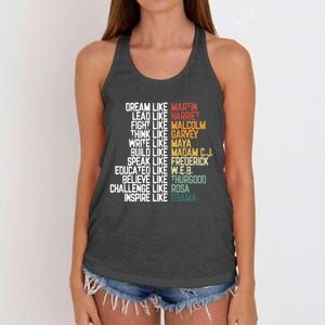 Greatest African American Leaders Black History Month Attire Gift Women's Knotted Racerback Tank