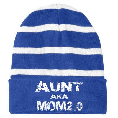 Great Aunt Aka Fun Mom Grand Aunt Favorite Sayings Pun Cute Gift Striped Beanie with Solid Band