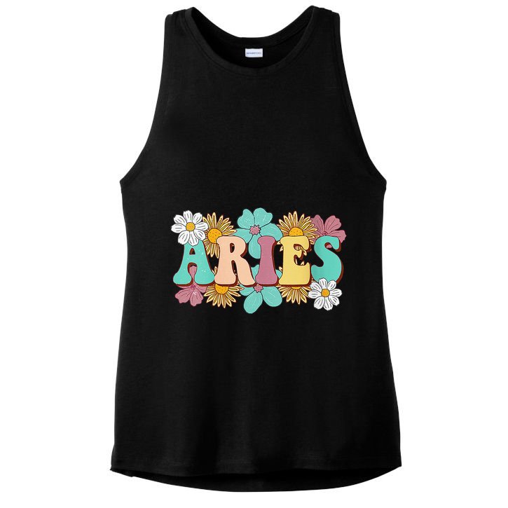 Groovy Aries Astrology Zodiac Sign March April Birthday Ladies PosiCharge Tri-Blend Wicking Tank