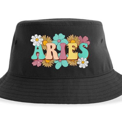 Groovy Aries Astrology Zodiac Sign March April Birthday Sustainable Bucket Hat