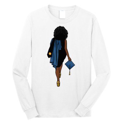 Graduation African Blac Woman Cap Diploma Masters Degree Long Sleeve Shirt