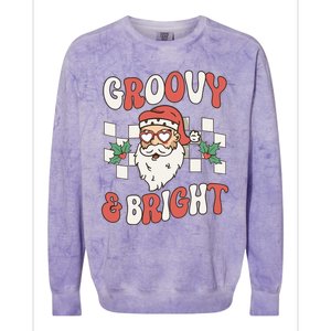 Groovy and Bright Christmas Santa Outfit 80s Retro Groovy Colorblast Crewneck Sweatshirt