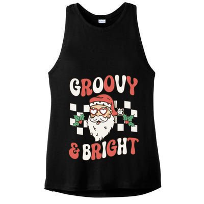 Groovy and Bright Christmas Santa Outfit 80s Retro Groovy Ladies PosiCharge Tri-Blend Wicking Tank