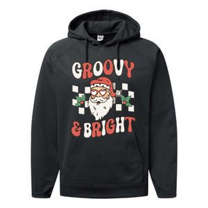 Groovy and Bright Christmas Santa Outfit 80s Retro Groovy Performance Fleece Hoodie