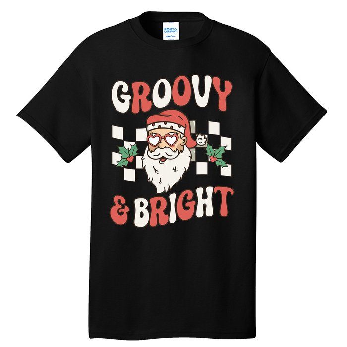 Groovy and Bright Christmas Santa Outfit 80s Retro Groovy Tall T-Shirt